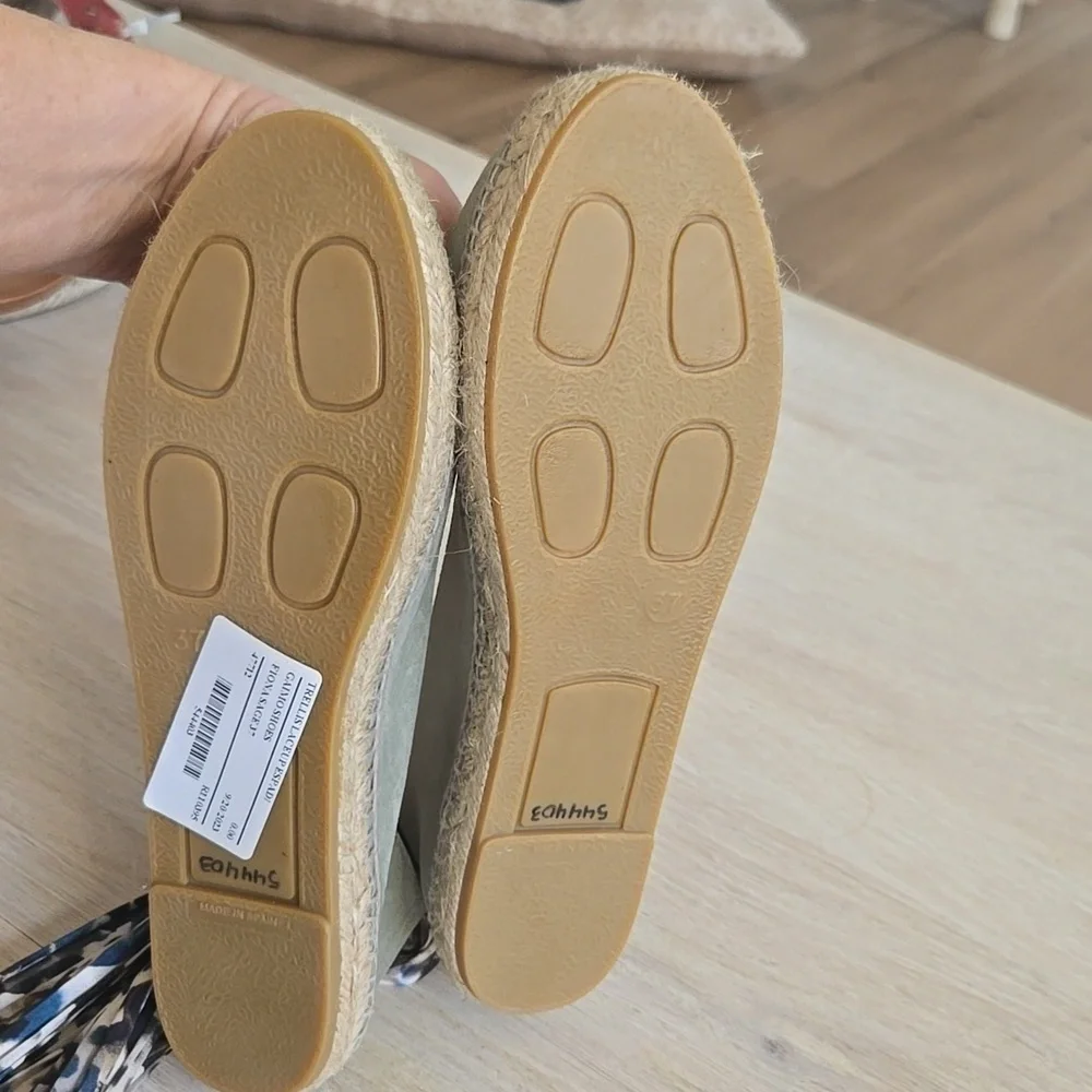 NWT Gaimo Suede Lace Up Espadrille Trellis Sage